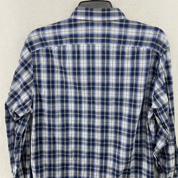 Banana Republic Button-Up Shirt Men Sz M Blue Plaid Collared Long Sleeve Stretch - Picture 8 of 12